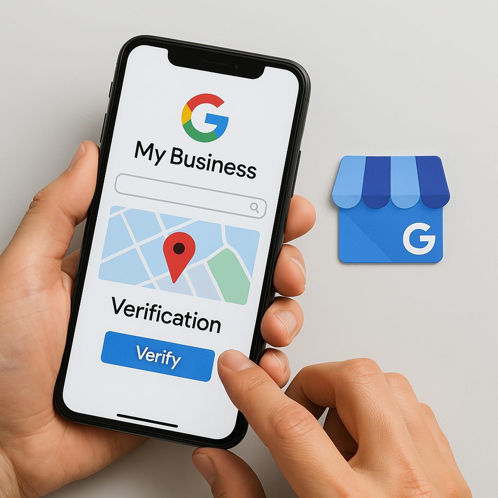Person verifying Google business profile on a phone